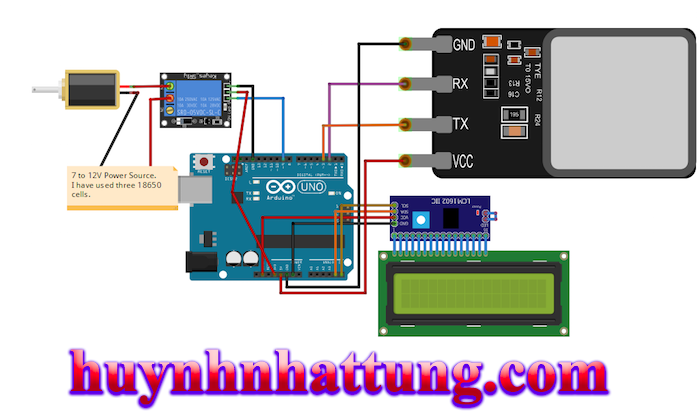 cam-bien-van-tay-r305-giao-tiep-arduino-kich-chot-dien-mo-cua-hien-thi-lcd